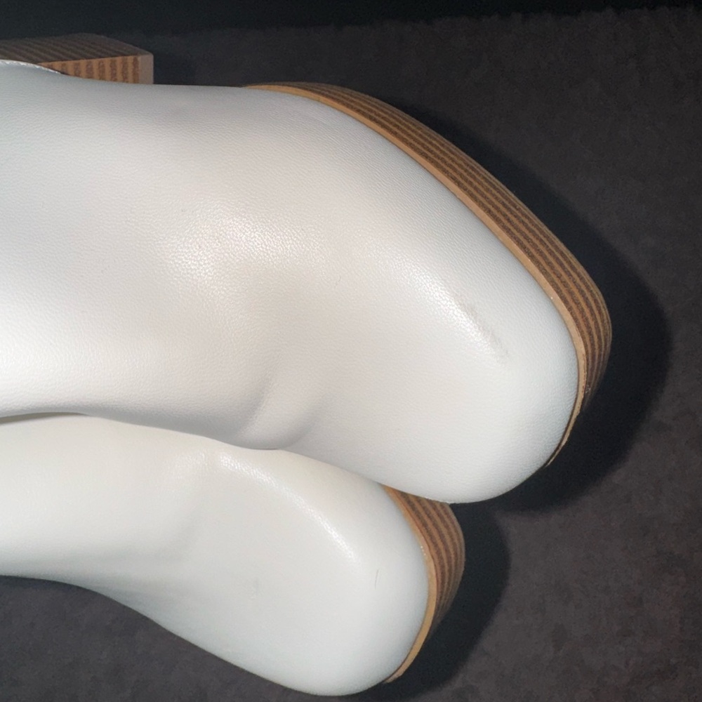 Sugar White Ankle Boots with Brown Heel - Picture 6 of 8